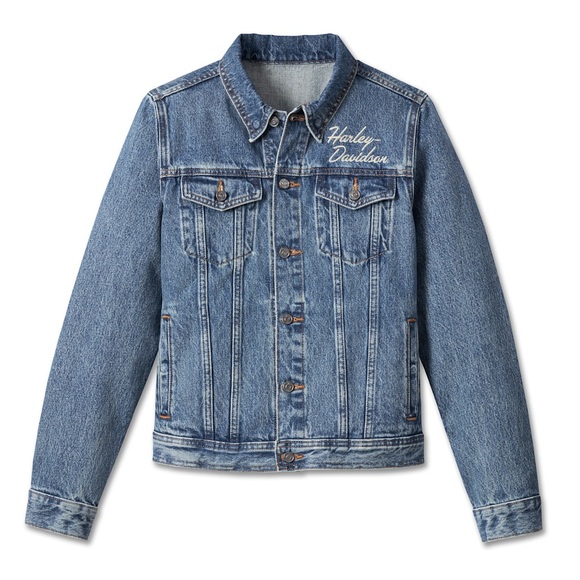 HARLEY DAVIDSON $120 Women's Essential Bar & Shield Denim Jacket - Medium Indigo - Picture 8 of 9